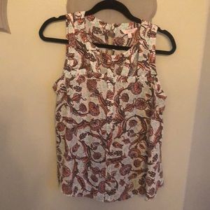 Multi color print blouse with neck cut out detail